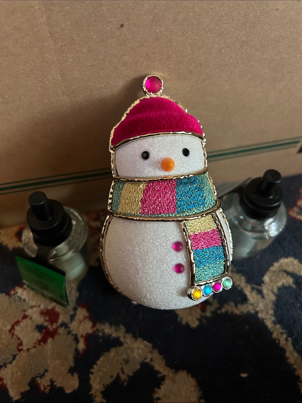 Bath & Body Works Pink & Multicolor Snowman Ornament